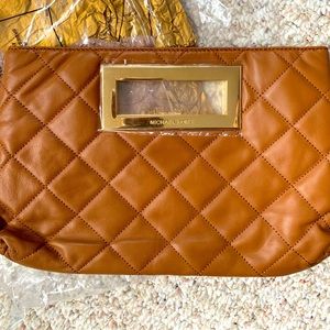 Michael Kors caramel colour clutch purse